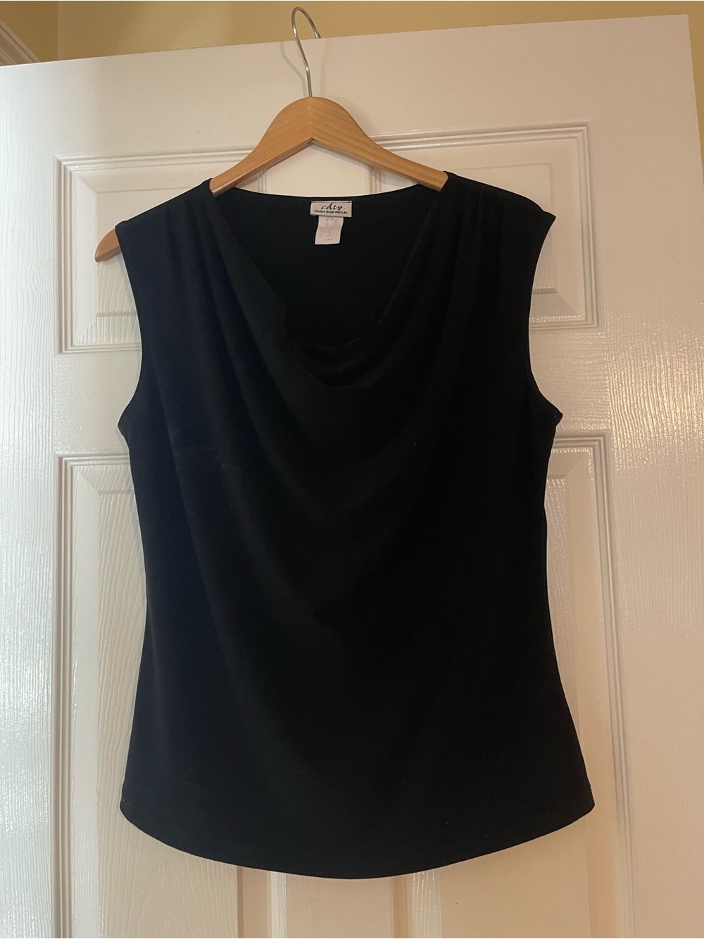 Classic Black Drape-Neck Sleeveless Camisole
